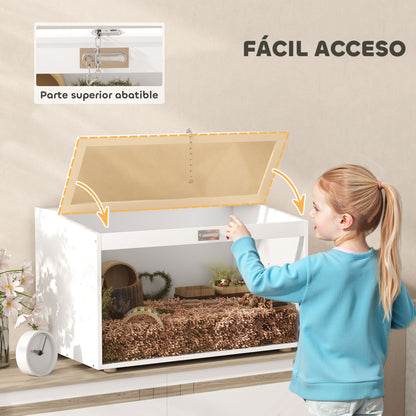 Hamster Cage Small Animal House with Flip-Top Lid and Transparent Acrylic Window for Dwarf Hamsters Small Gerbils 80x50x50 cm White