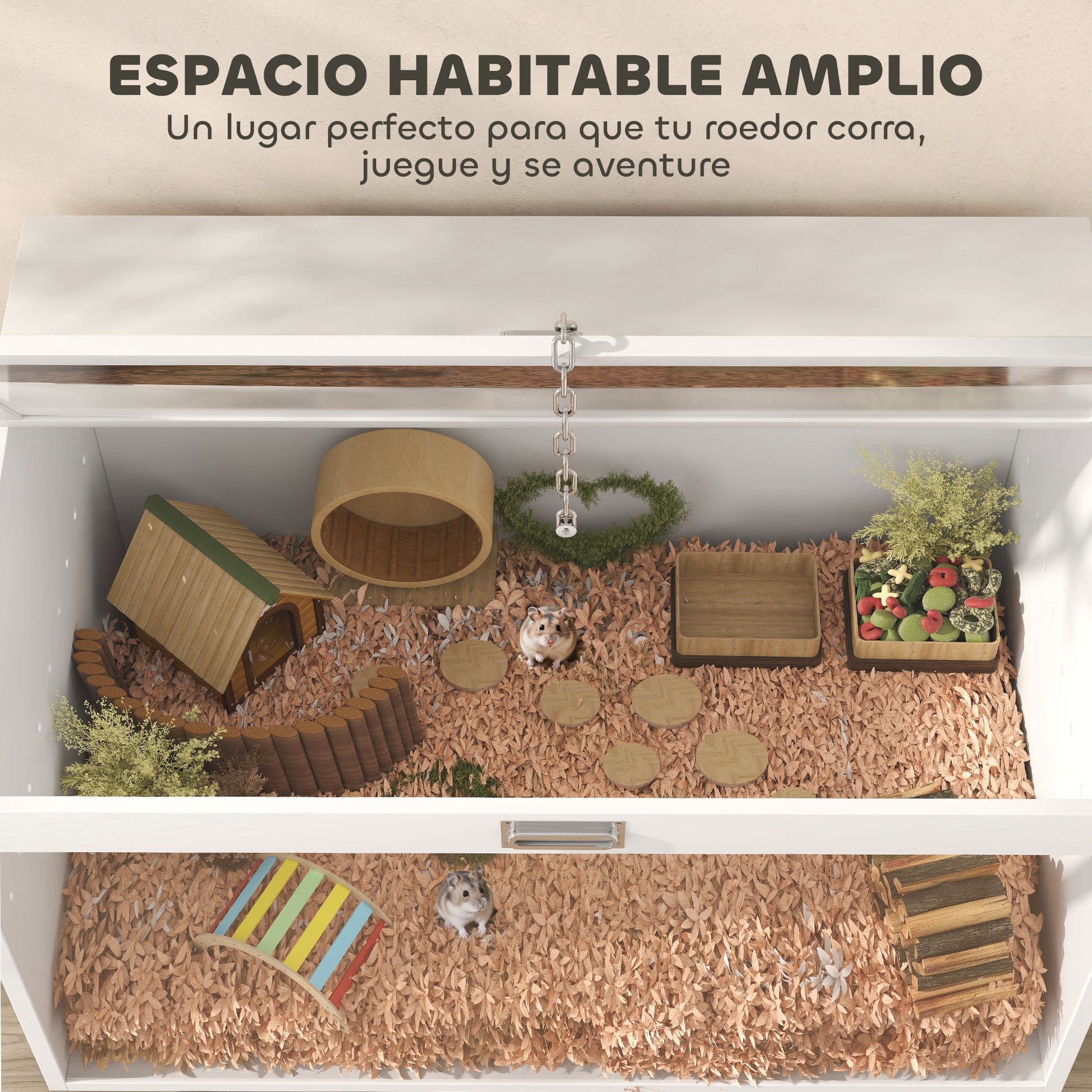 Hamster Cage Small Animal House with Flip-Top Lid and Transparent Acrylic Window for Dwarf Hamsters Small Gerbils 80x50x50 cm White