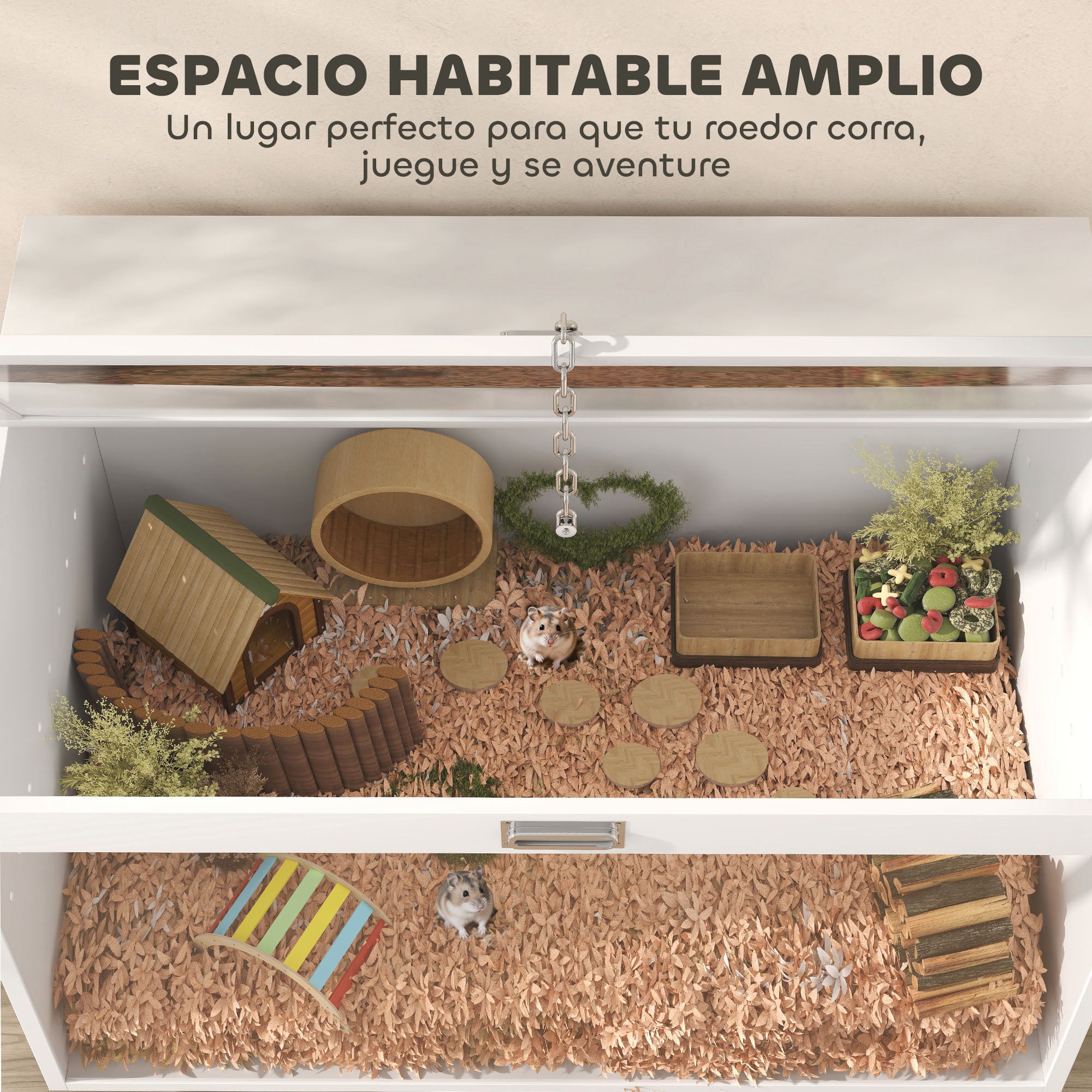 Hamster Cage Small Animal House with Flip-Top Lid and Transparent Acrylic Window for Dwarf Hamsters Small Gerbils 80x50x50 cm White
