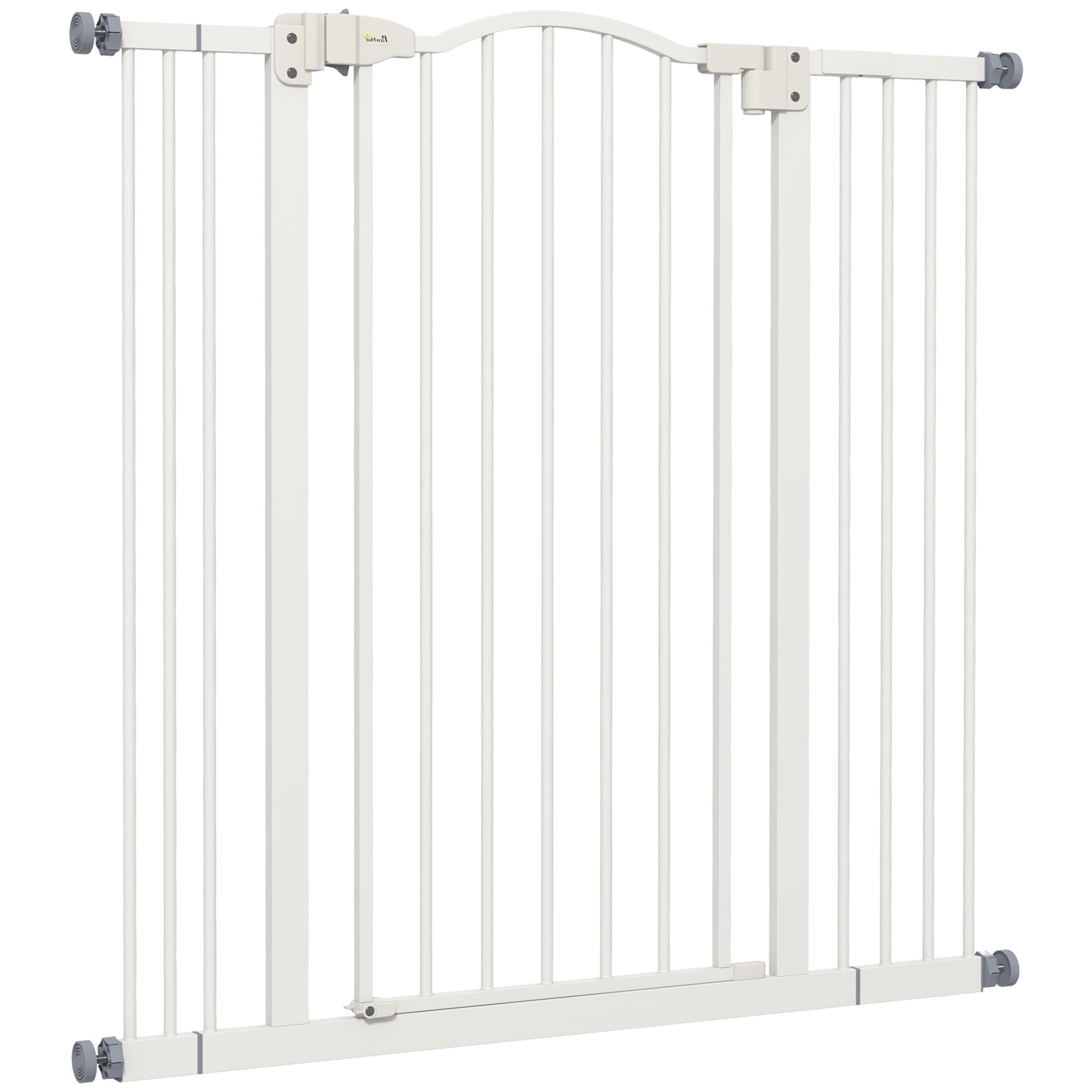 94 cm Indoor Dog Gate, Safety Dog Gate, Extensible Dog Barrier 74-100 cm with Double Lock and Automatic Closure for Stairs and Door, White