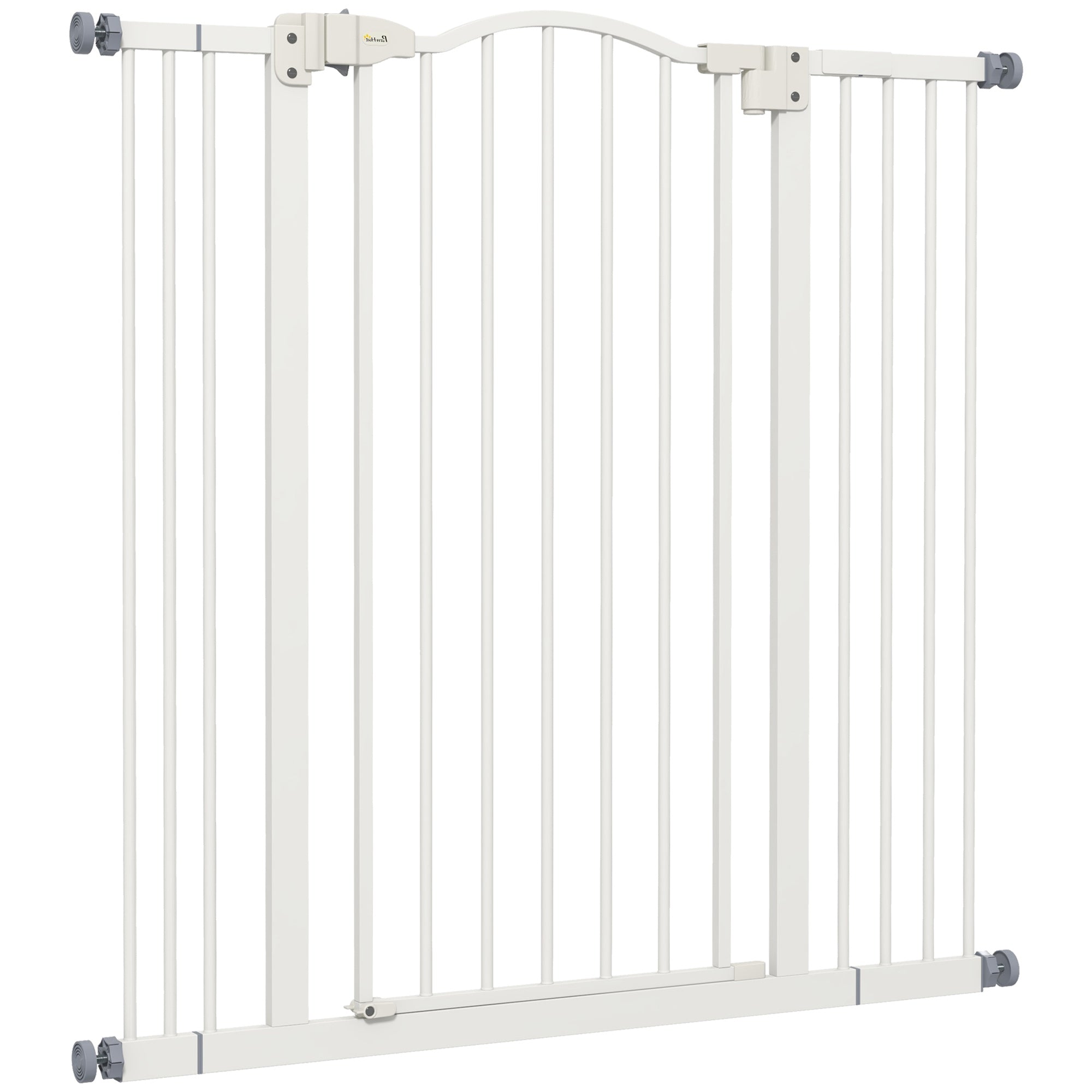 94 cm Indoor Dog Gate, Safety Dog Gate, Extensible Dog Barrier 74-100 cm with Double Lock and Automatic Closure for Stairs and Door, White
