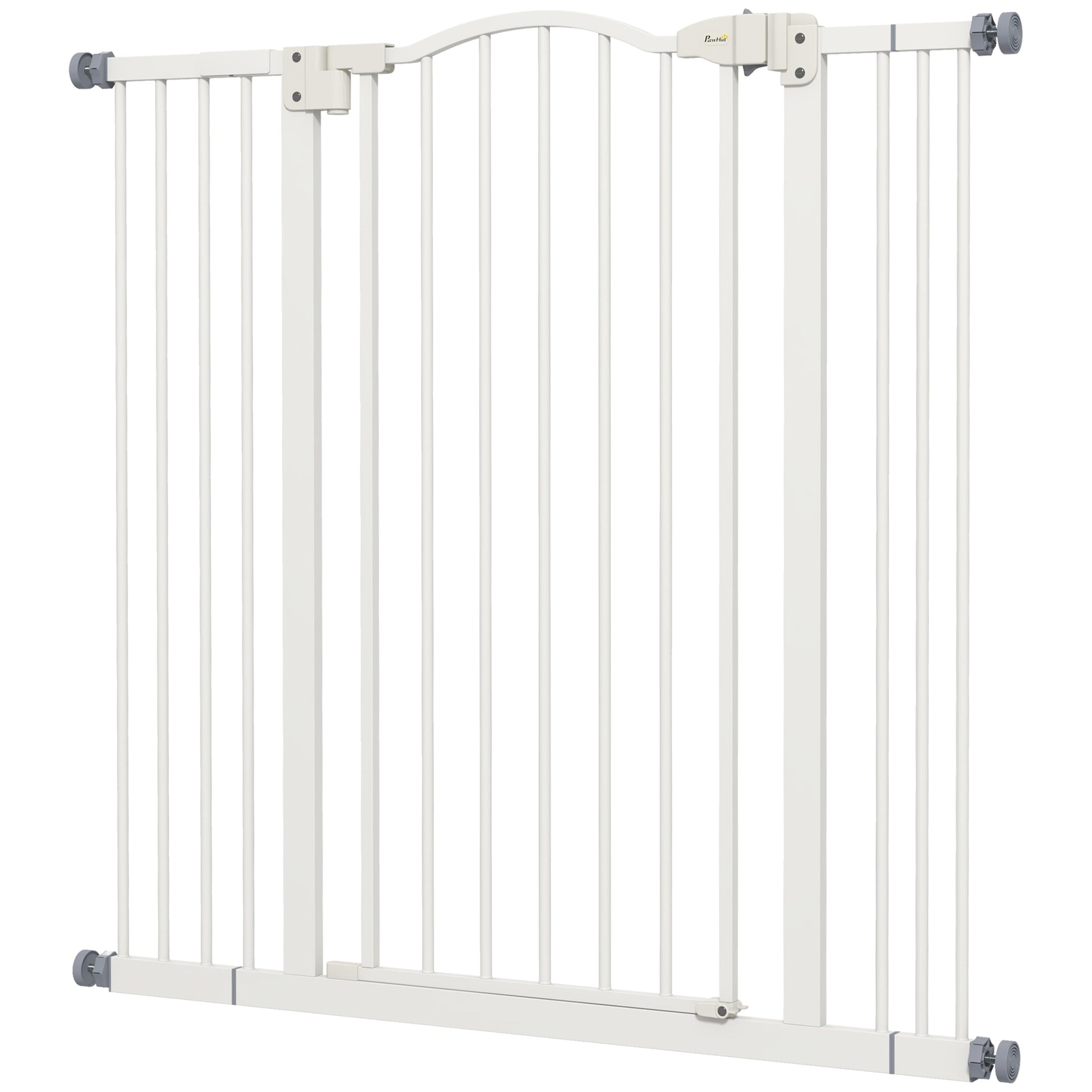 94 cm Indoor Dog Gate, Safety Dog Gate, Extensible Dog Barrier 74-100 cm with Double Lock and Automatic Closure for Stairs and Door, White