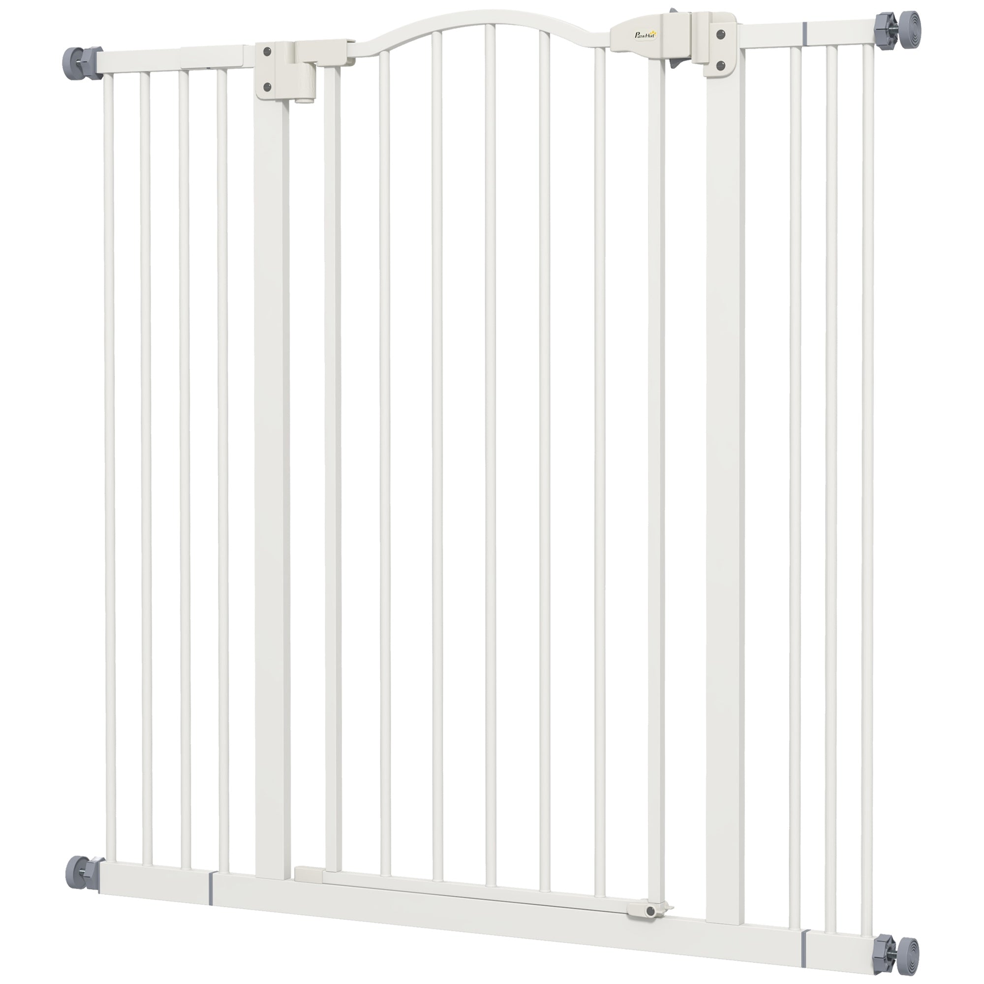 94 cm Indoor Dog Gate, Safety Dog Gate, Extensible Dog Barrier 74-100 cm with Double Lock and Automatic Closure for Stairs and Door, White