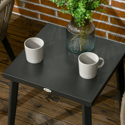 3-Piece Garden Table and Chairs Set in PE Rattan and Steel with 2 Modern Chairs and 1 Coffee Table, Dark Gray