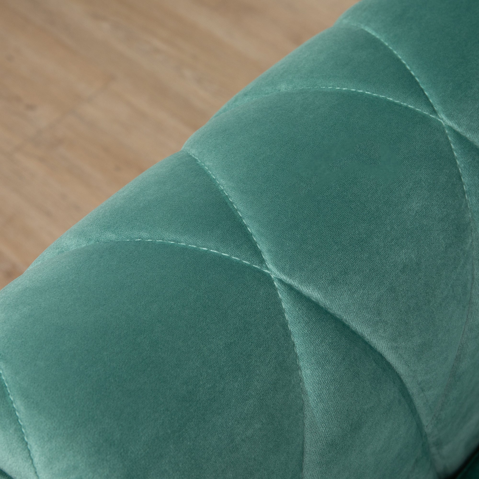 2-Seater Sofa made of Wood and Velvet Green, Thick Padding, Vintage Retro Design for 2 People, 148 x 72 x 76 cm