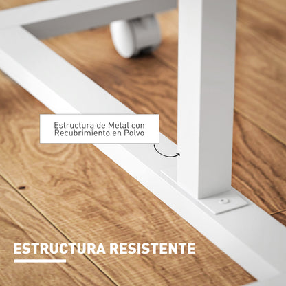 Side Table with Wheels Sofa Table with Adjustable Height Tiltable Surface and Metal Frame for Bedroom Living Room Office 57x40x67.5-101 cm Oak and White