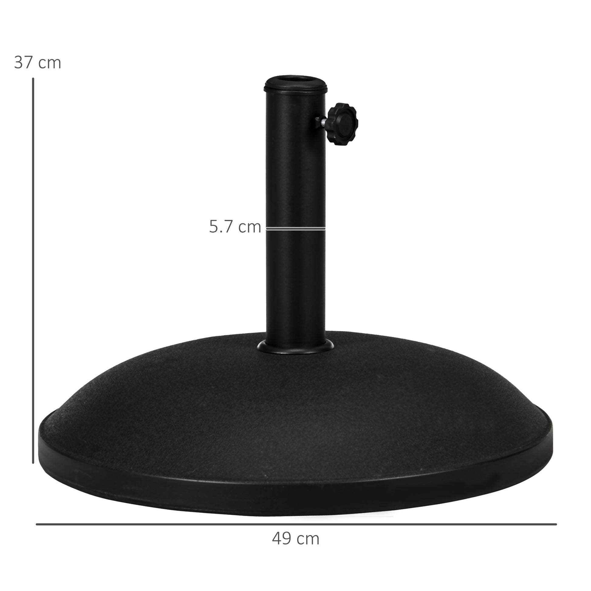 stainless steel parasol stand with handles, half-round umbrella holder, umbrella weight for umbrella Ø3.8-Ø4.8 cm, for balcony, terrace, garden, black