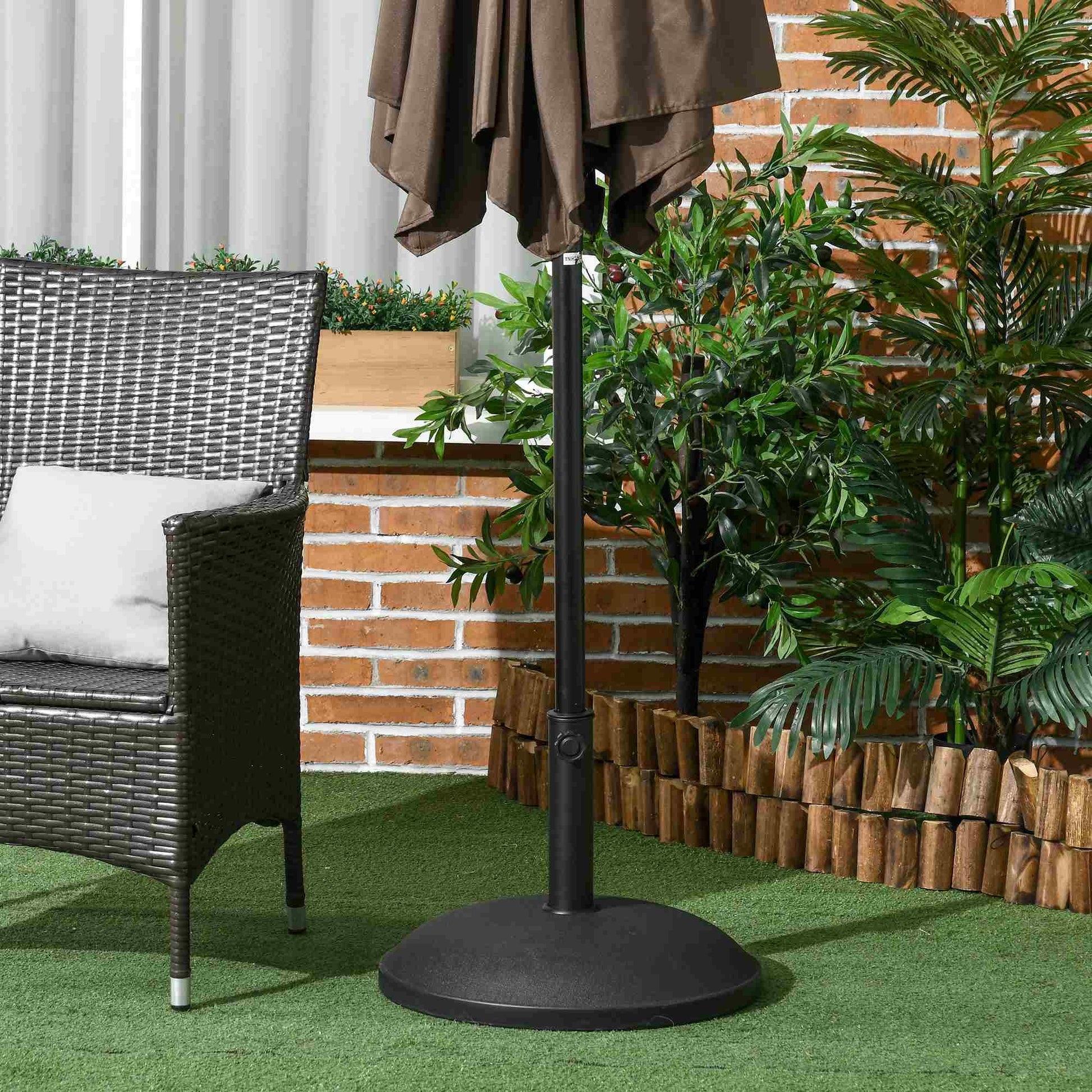 stainless steel parasol stand with handles, half-round umbrella holder, umbrella weight for umbrella Ø3.8-Ø4.8 cm, for balcony, terrace, garden, black
