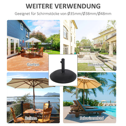 stainless steel parasol stand with handles, half-round umbrella holder, umbrella weight for umbrella Ø3.8-Ø4.8 cm, for balcony, terrace, garden, black