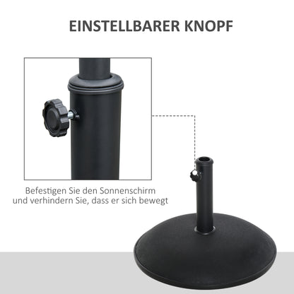 stainless steel parasol stand with handles, half-round umbrella holder, umbrella weight for umbrella Ø3.8-Ø4.8 cm, for balcony, terrace, garden, black