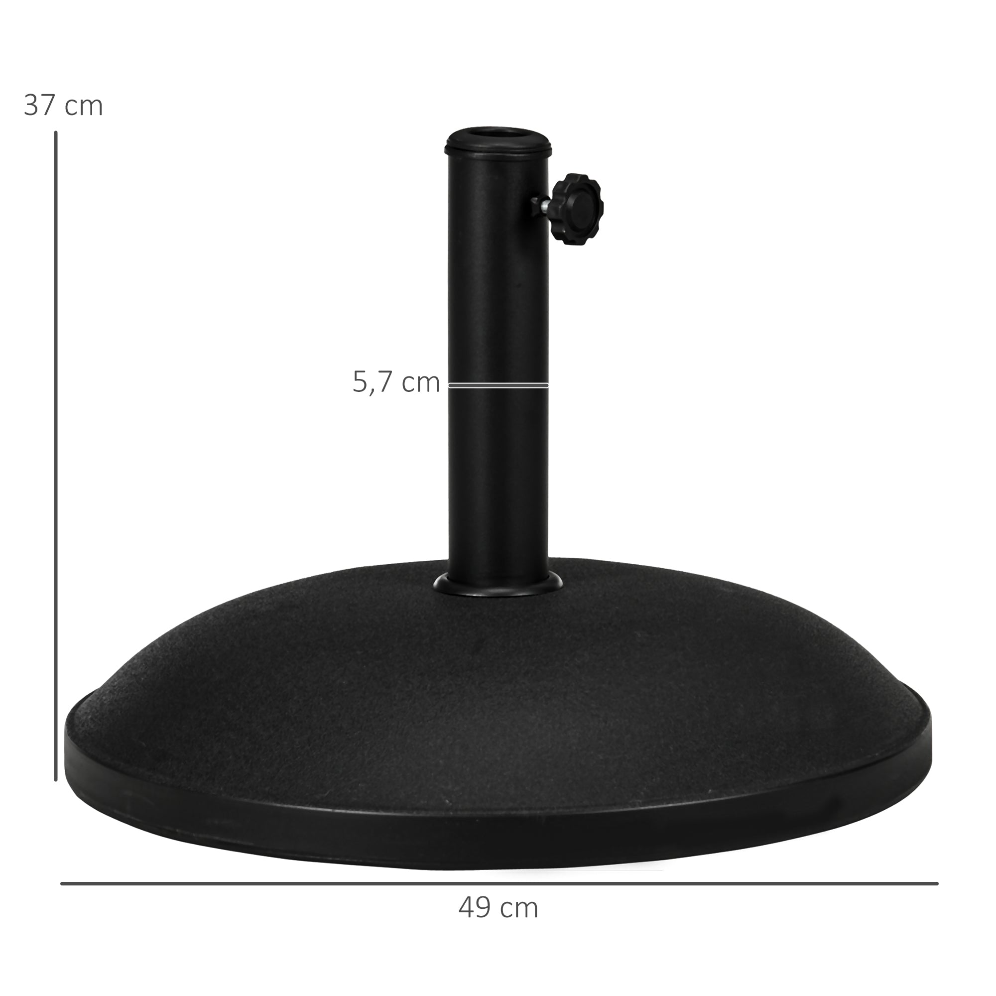 stainless steel parasol stand with handles, half-round umbrella holder, umbrella weight for umbrella Ø3.8-Ø4.8 cm, for balcony, terrace, garden, black