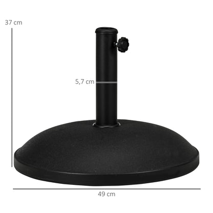 stainless steel parasol stand with handles, half-round umbrella holder, umbrella weight for umbrella Ø3.8-Ø4.8 cm, for balcony, terrace, garden, black