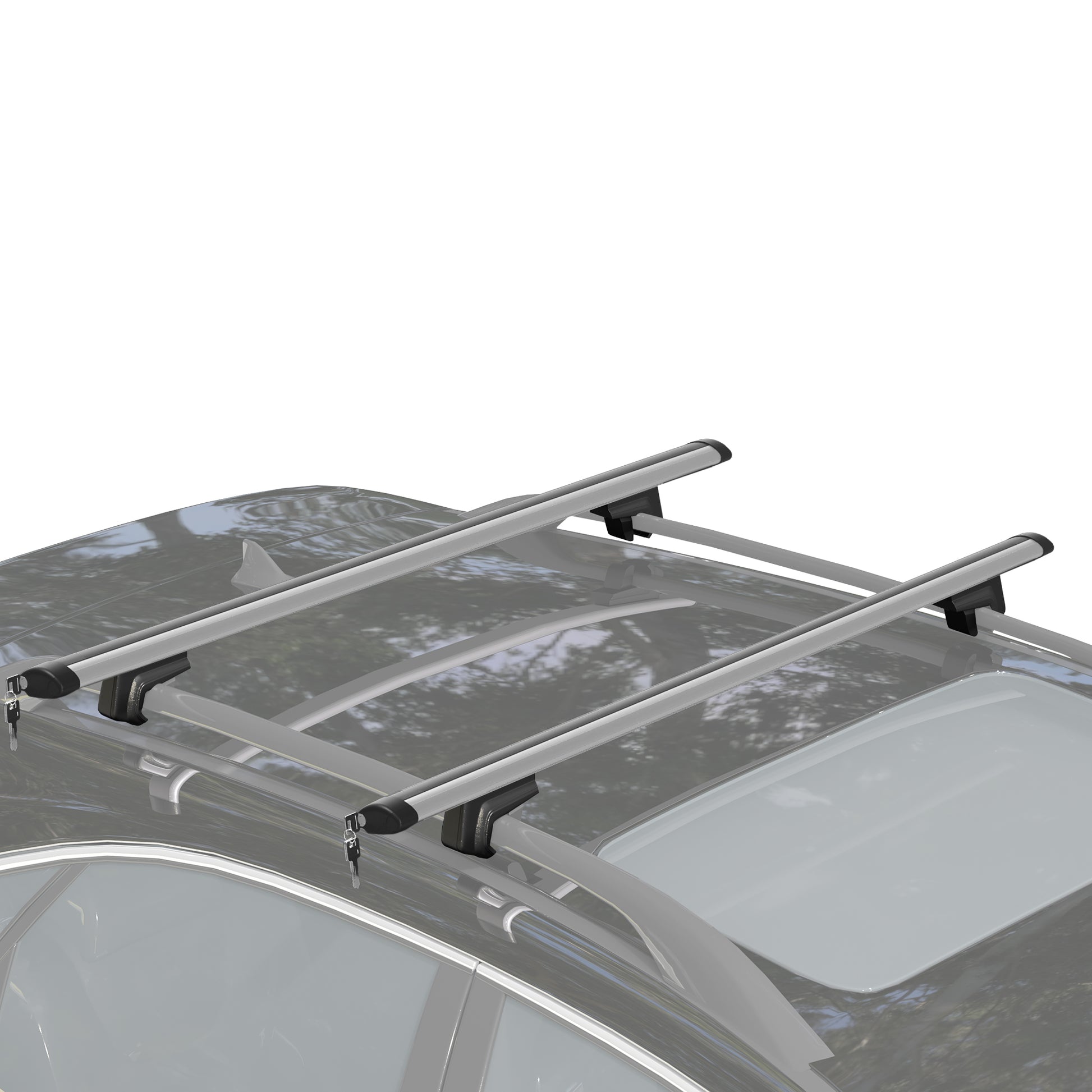 Universal Roof Bars for Vehicles Aluminum Roof Rack Car Automobile Roof Rack Universal with Lock 75 kg Load 135 cm Silver