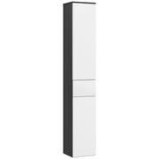 Bathroom Column with 2 Cabinets and Drawer, Tall Bathroom Cabinet, Space-Saving Bathroom Cabinet with 2 Doors, Adjustable Shelves in Wood, 30x28x180 cm, Black