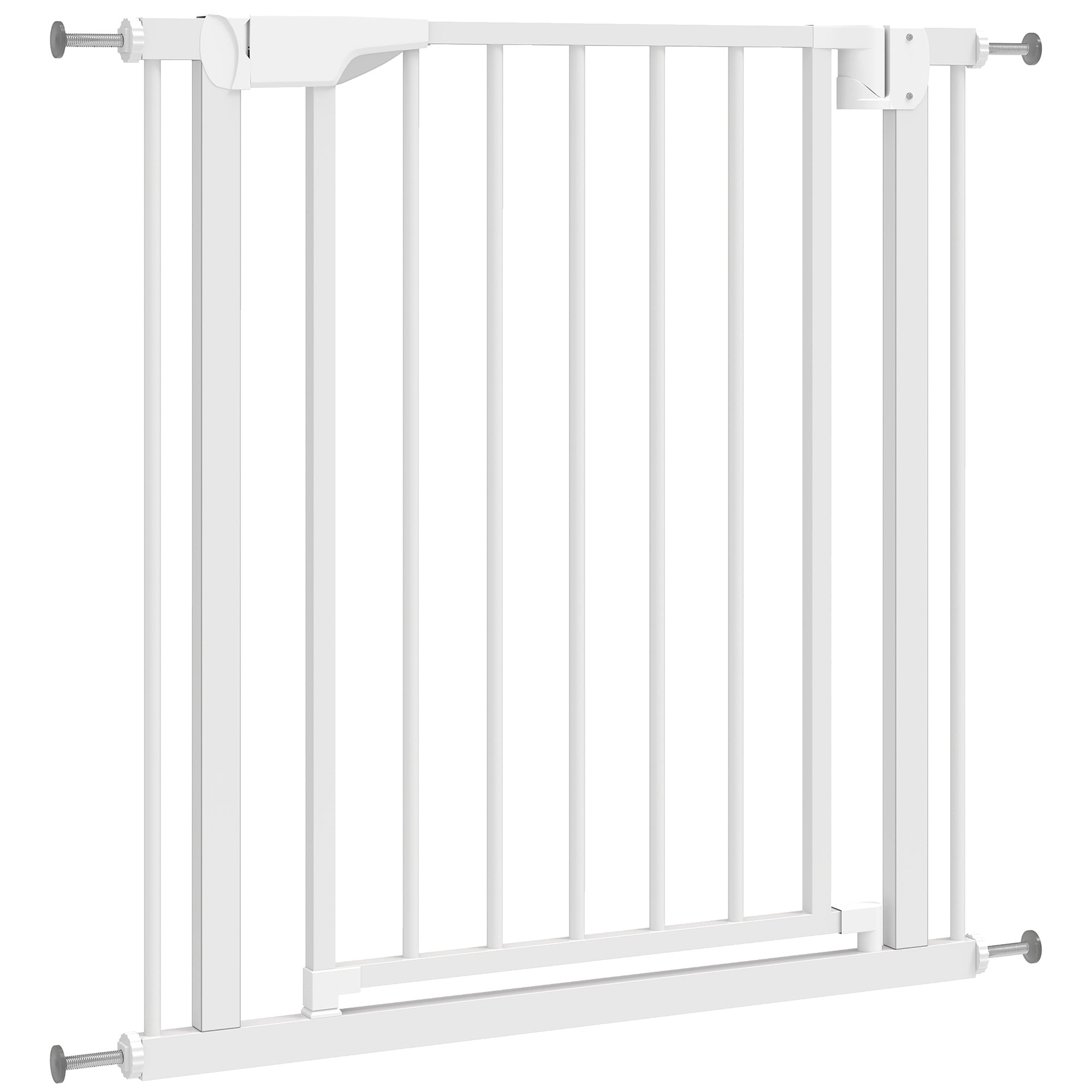 Safety Gate for Babies & Dogs, Adjustable 29.9–32.3 in Wide x 29.9 in High, Dual Lock, Auto-Close, Reversible Door, Pressure or Screw Mount, White