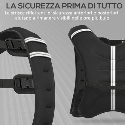 Breathable Weighted Vest 8kg with Storage Pocket and Shoulder Straps, Weighted Vest in Oxford Fabric, Metal and Sand, 40x35 cm, Black