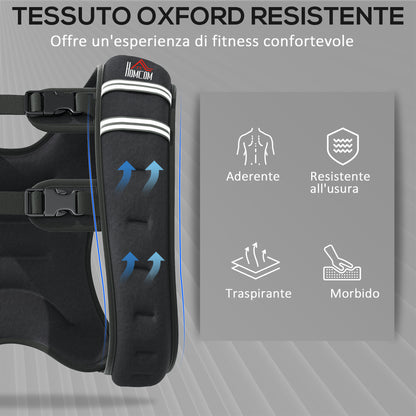 Breathable Weighted Vest 8kg with Storage Pocket and Shoulder Straps, Weighted Vest in Oxford Fabric, Metal and Sand, 40x35 cm, Black