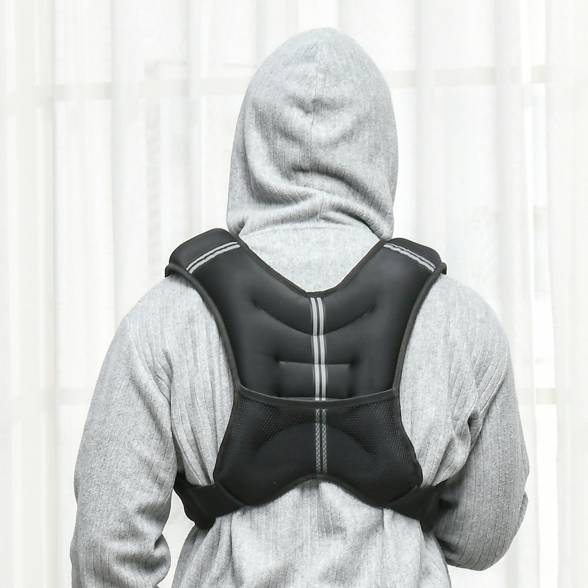 Breathable Weighted Vest 8kg with Storage Pocket and Shoulder Straps, Weighted Vest in Oxford Fabric, Metal and Sand, 40x35 cm, Black