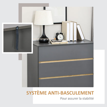 3-Drawer Chest of Drawers Storage Unit without Handle Scandinavian Design - 80 x 40 x 80 cm - Grey