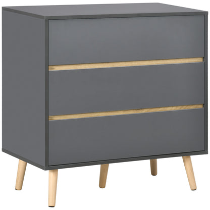 3-Drawer Chest of Drawers Storage Unit without Handle Scandinavian Design - 80 x 40 x 80 cm - Grey