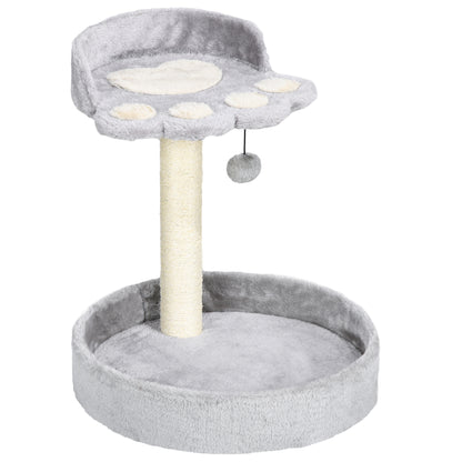 Cat Scratching Post for 5kg Cats with Beds and Ball, Cat Gym with Plush Cover and Jute Rope, 41x41x44 cm, Light Grey