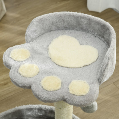 Cat Scratching Post for 5kg Cats with Beds and Ball, Cat Gym with Plush Cover and Jute Rope, 41x41x44 cm, Light Grey