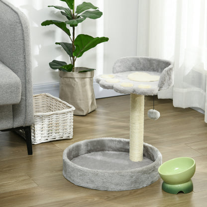 Cat Scratching Post for 5kg Cats with Beds and Ball, Cat Gym with Plush Cover and Jute Rope, 41x41x44 cm, Light Grey