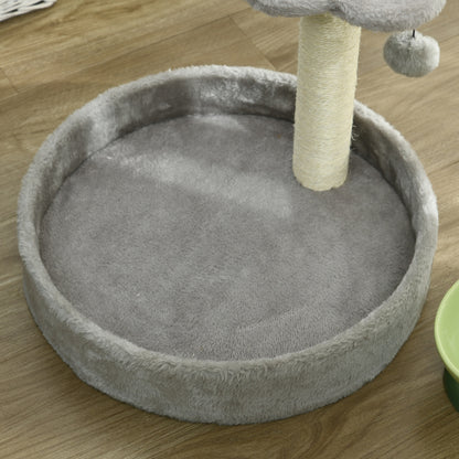 Cat Scratching Post for 5kg Cats with Beds and Ball, Cat Gym with Plush Cover and Jute Rope, 41x41x44 cm, Light Grey