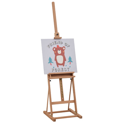 Easel Canvas Studio Easel Height and Angle Adjustable with Storage Shelf Beech Wood Natural 53 x 50.5 x 171-230 cm