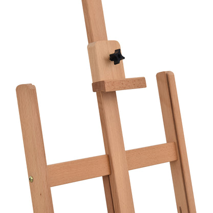 Easel Canvas Studio Easel Height and Angle Adjustable with Storage Shelf Beech Wood Natural 53 x 50.5 x 171-230 cm