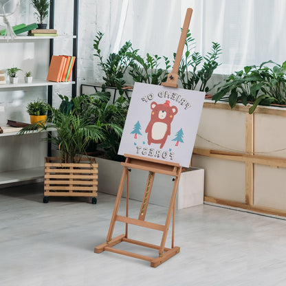 Easel Canvas Studio Easel Height and Angle Adjustable with Storage Shelf Beech Wood Natural 53 x 50.5 x 171-230 cm