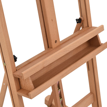 Easel Canvas Studio Easel Height and Angle Adjustable with Storage Shelf Beech Wood Natural 53 x 50.5 x 171-230 cm