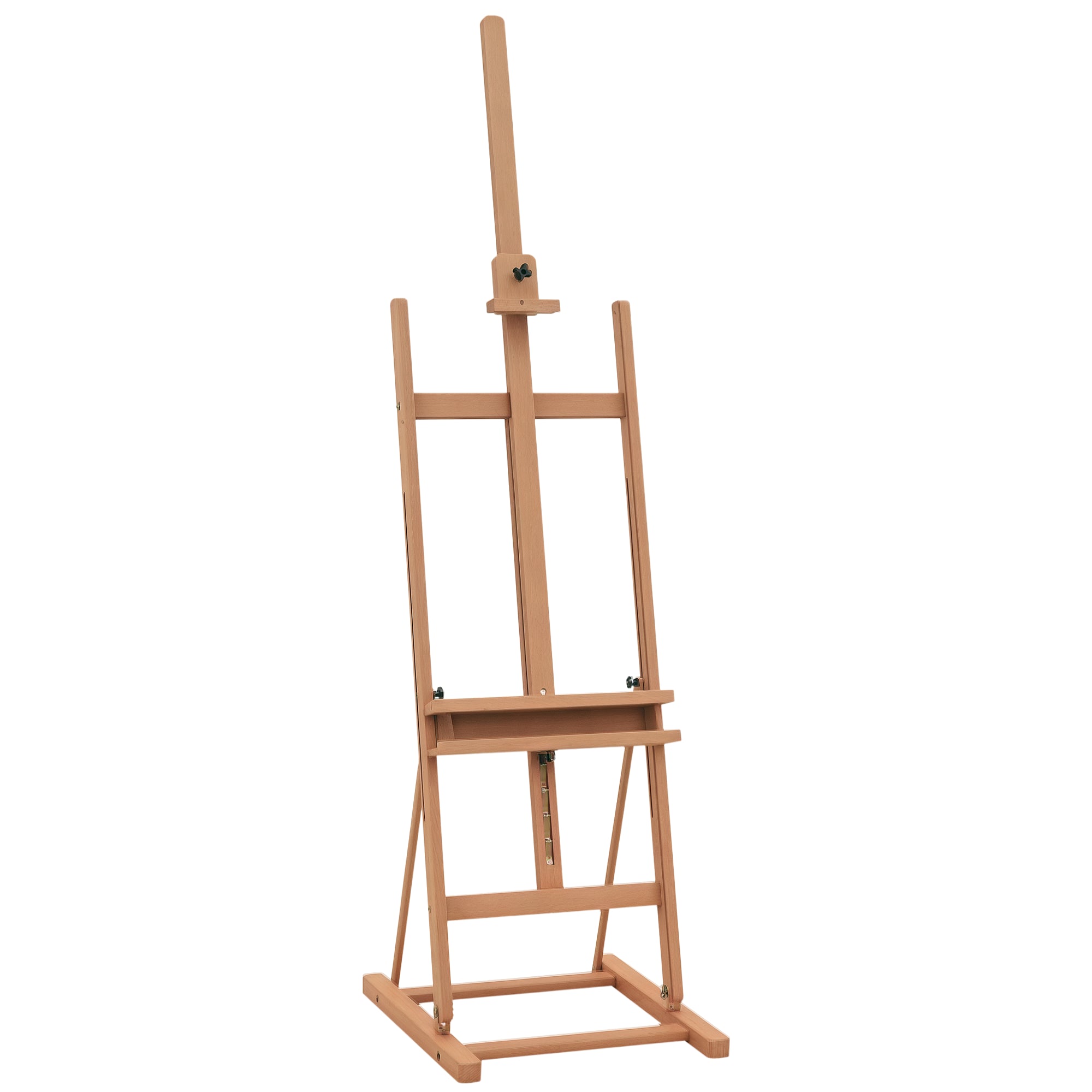 Easel Canvas Studio Easel Height and Angle Adjustable with Storage Shelf Beech Wood Natural 53 x 50.5 x 171-230 cm
