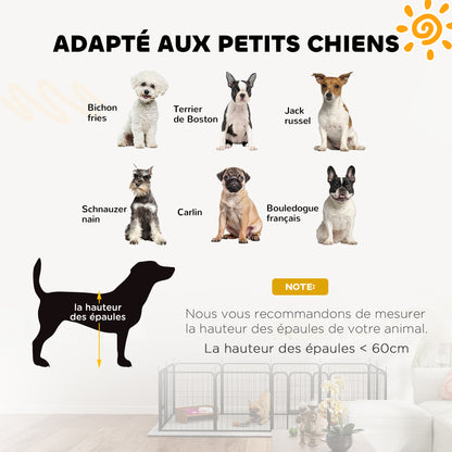 Dog Playpen, 12-Panel Modular and Foldable Dog Pen, Portable Steel Pen 60H cm with 2 Doors, Fence for Small Dogs, Indoor and Outdoor, Black