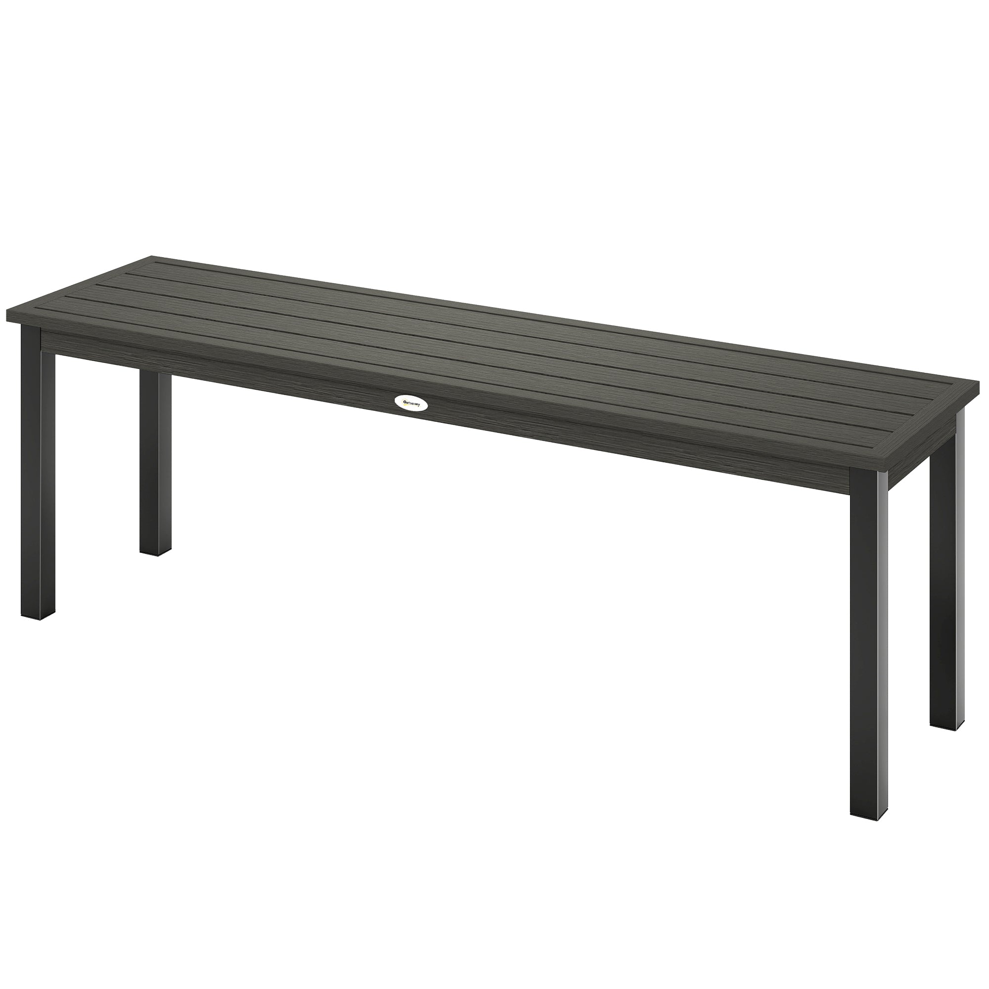 Metal Garden Bench, 2-Seater with Wood-Effect Slatted Seat, Backless Steel Frame for Patio, Balcony, Park — 529 lb Capacity, 51.2 x 13.4 x 16.9 in, Gray
