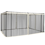 4 Side Panels 3.4x2 cm for Garden Gazebo Mesh Fabric with Zippers and Rings Black