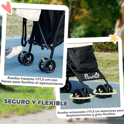 Small Dog Stroller with Umbrella Frame Foldable Dog Stroller with Washable Cushion Cup Holder Mesh Windows and Storage Bag 76x44x103 cm Cream