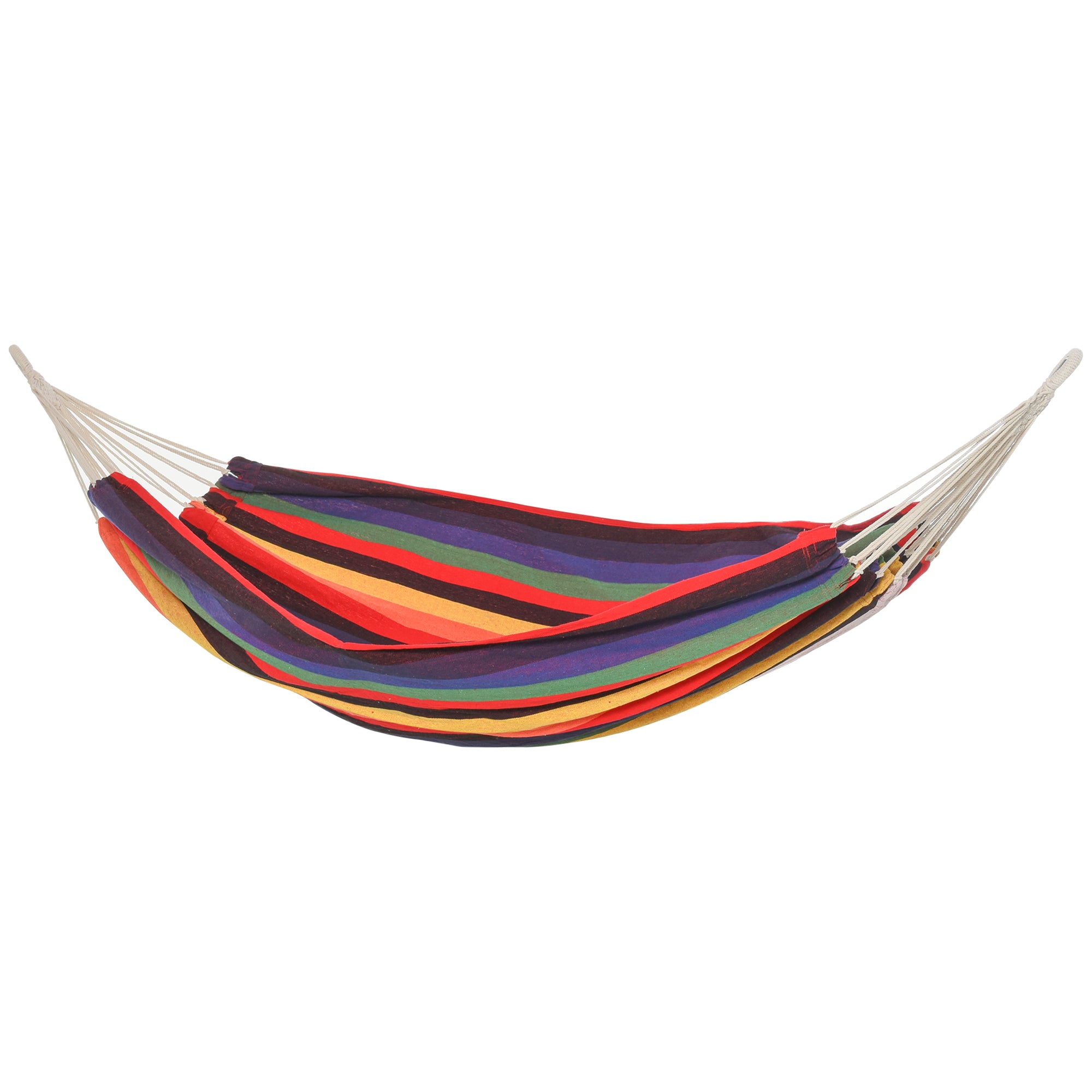 Portable Double Cotton Hammock Hanging 290x150 cm Load 120 kg with Carry Bag for Outdoor Camping Travel Multicolor