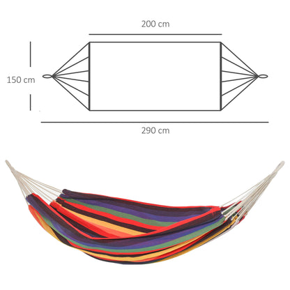 Portable Double Cotton Hammock Hanging 290x150 cm Load 120 kg with Carry Bag for Outdoor Camping Travel Multicolor