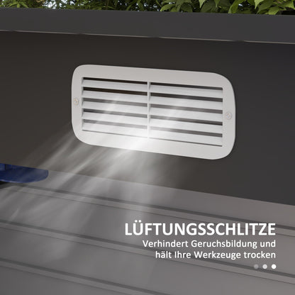 Metal Tool Shed 4.1m² 249x121x183cm Garden Shed with Pent Roof Lockable Double Door Window Outdoor Garden Shed Cabinet for Backyard Outdoor Area Gray