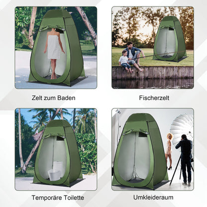 Pop up Shower Tent Toilet Tent Camping Changing Room with Carry Bag Mobile Outdoor Toilet Changing Room Storage Tent Dark Green 126 x 124 x 189 cm