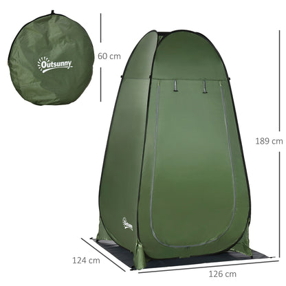 Pop up Shower Tent Toilet Tent Camping Changing Room with Carry Bag Mobile Outdoor Toilet Changing Room Storage Tent Dark Green 126 x 124 x 189 cm