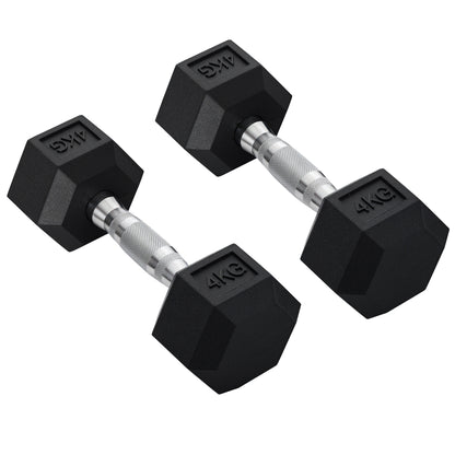 Dumbbell Set, 2 Pcs Dumbbells with Knurled Grip, Cast Iron Dumbbell Set, 2 x 4 kg, Dumbbells for Men and Women, Dumbbell Set for Home, Gym, Strength Training