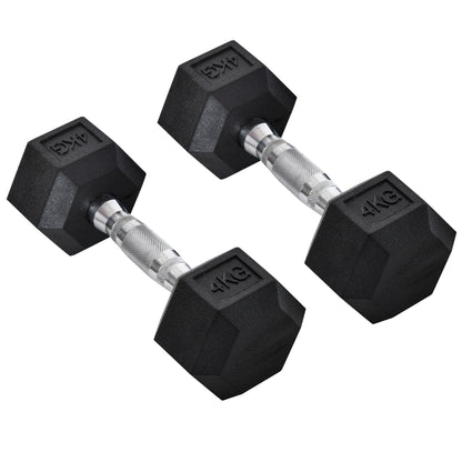 Dumbbell Set, 2 Pcs Dumbbells with Knurled Grip, Cast Iron Dumbbell Set, 2 x 4 kg, Dumbbells for Men and Women, Dumbbell Set for Home, Gym, Strength Training