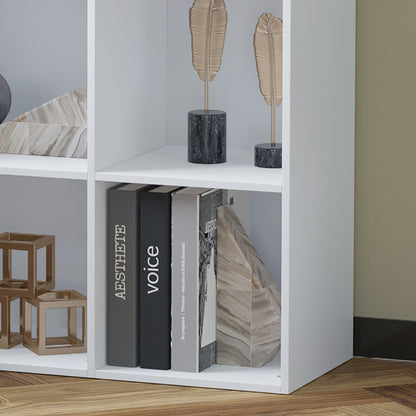 Ladder Shape Storage Cabinet with 6 Cubes Standing Shelf Display Shelf 91.5x29.5x91.5cm Wood