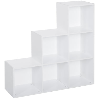 Ladder Shape Storage Cabinet with 6 Cubes Standing Shelf Display Shelf 91.5x29.5x91.5cm Wood