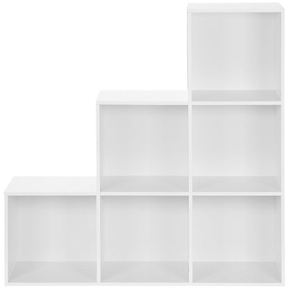 Ladder Shape Storage Cabinet with 6 Cubes Standing Shelf Display Shelf 91.5x29.5x91.5cm Wood