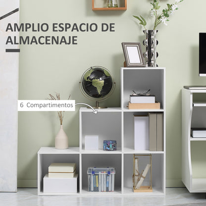 Ladder Shape Storage Cabinet with 6 Cubes Standing Shelf Display Shelf 91.5x29.5x91.5cm Wood