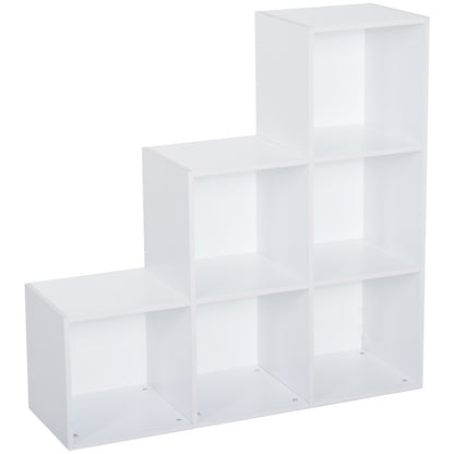 Ladder Shape Storage Cabinet with 6 Cubes Standing Shelf Display Shelf 91.5x29.5x91.5cm Wood