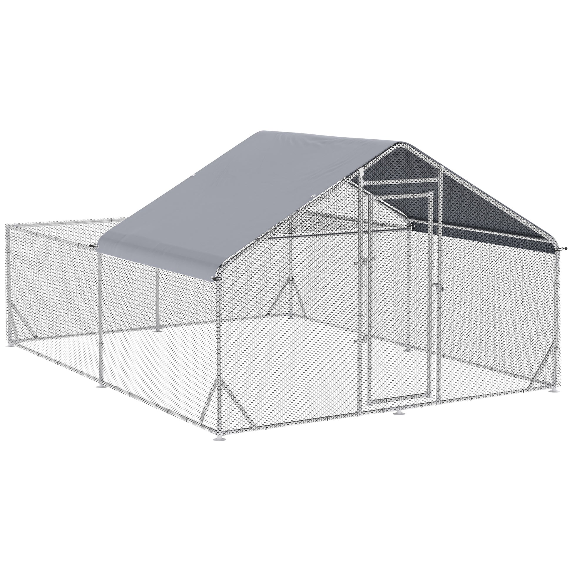 Outdoor Chicken Kennel Henhouse Aviary 12 m² - wired enclosure dim. 4L x 3W x 2H m - covered space - galvanized steel